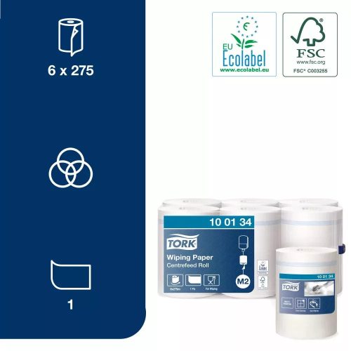 Tork belsőmagos törlőpapír 19cm átm. - 1 rétegű, hófehér, 275m (Karton - 6 tek)