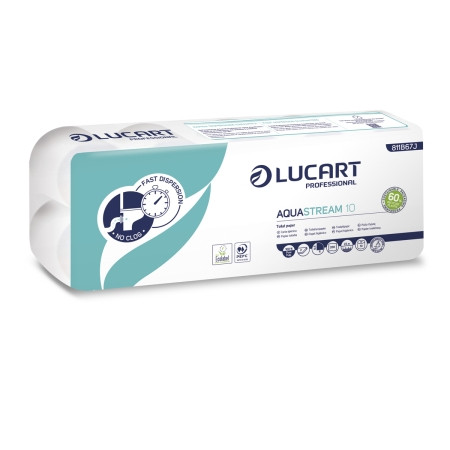 Lucart AQUASTREAM toalettpapír 2rtg, 10db/csom