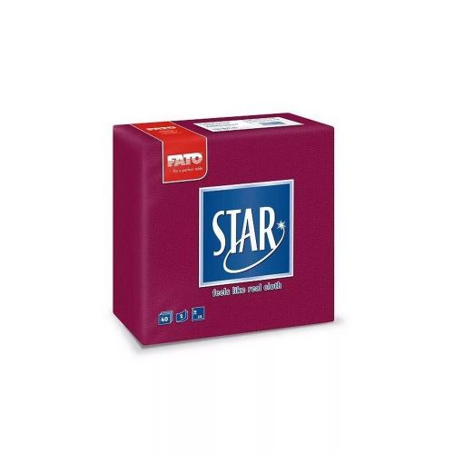 Szalvéta FATO STAR 38x38, Bordó, 40szál/cs;2rtg