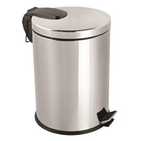   Rozsdamentes acél pedálos szemetes, kivehető műanyag vödörrel, 5L, fényes