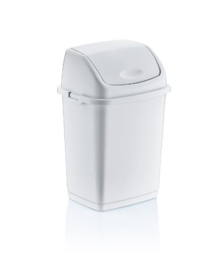 Billenőfedeles szemetes kuka, műanyag, fehér, 35 L