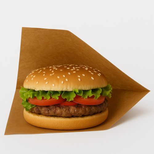 Hamburger zacskó nyomatlan papír  15X16cm 200db/cs BARNA