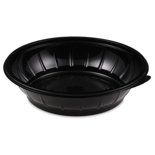 Műanyag salátás tálka 1000 ml, fekete, kerek, 50 db/csomag