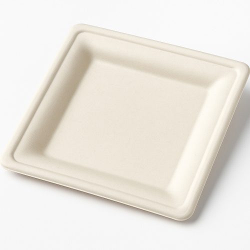Lapostányér Szögletes Cukornád 20×20 cm 50 db/csomag