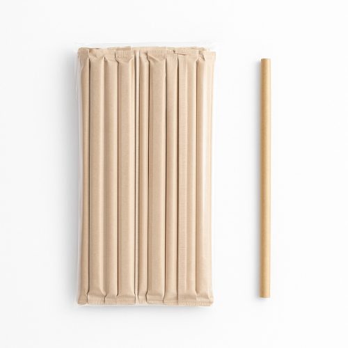 Papír KRAFT szívószál, külön csomagolt, 8×210 mm, 500 db/csomag