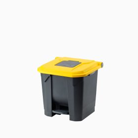   Planet Szelektív hulladékgyűjtő konténer, műanyag, pedálos, fekete/sárga, 30L