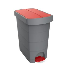   Planet Pelikán Slim pedálos szemetes eco antracit színű, piros fedéllel 60L