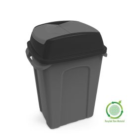   Planet Hippo Billenős Szelektív hulladékgyűjtő szemetes, műanyag, antracit/fekete, 25L