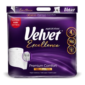   VELVET Excellence Premium Toalettpapír 4 rétegű, cellulóz, 9 tekercs/csomag