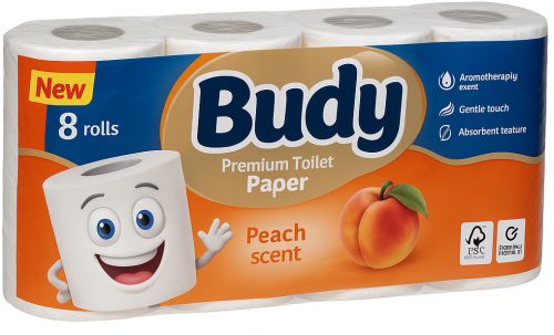 Budy toalettpapír 3 rétegű – 8 db/csomag, 145 lap/tekercs