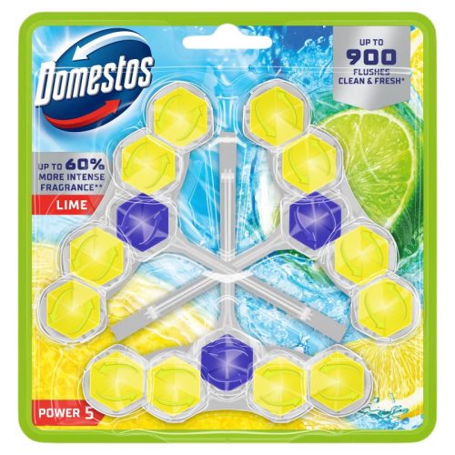 Domestos Power5 WC Frissítő Blokk – 3×55 g, többféle illatban
