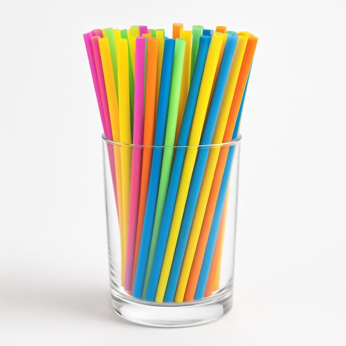 Műanyag szívószál, rövid – 15 cm × 8 mm, színes, 500 db/csomag