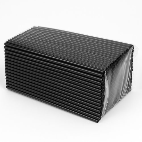 Műanyag szívószál  Újrafelhasználható fekete – 7 mm × 22 cm, 500 db/csomag